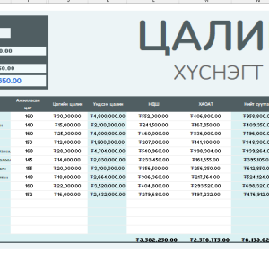 Ажилтны цалингийн хүснэгт