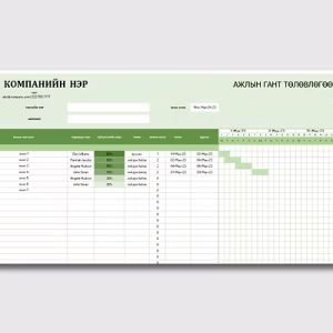 Ажлын гантт төлөвлөгөө