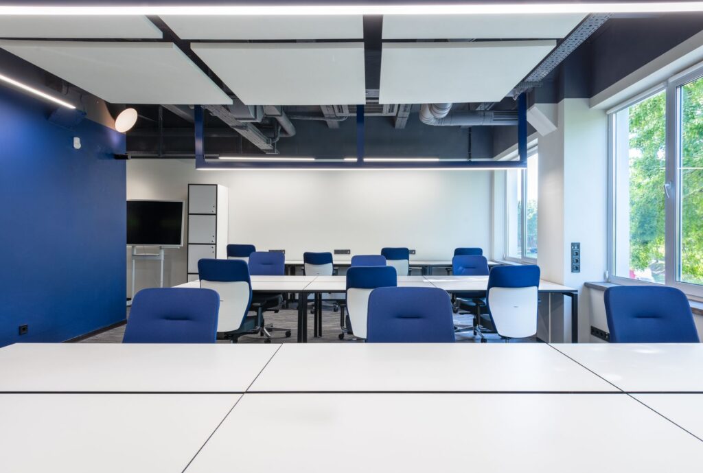 open space office with tables