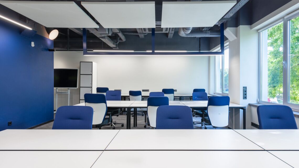 open space office with tables